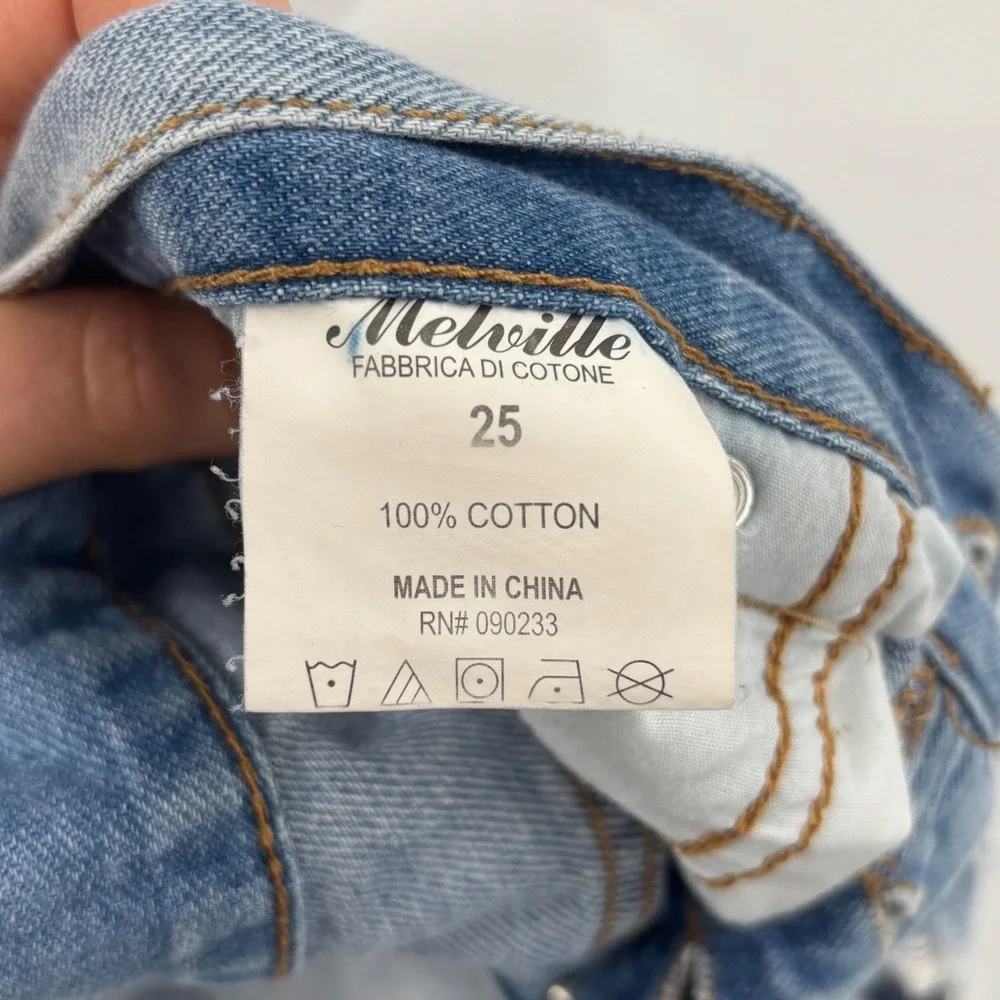 Brandy‎ Melville Distressed Jeans Womens 25 Light Wash Button Fly Boho 90s Y2K